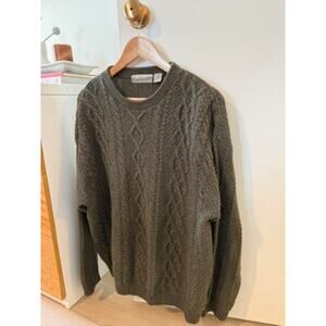 Vintage Fieldmaster Olive Green Cable Knit Sweater Classic Chunky Pullover ✨